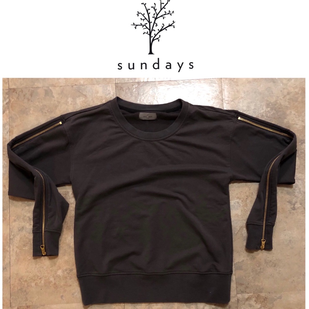 NWOT Sundays Crew Sweatshirt zipper accent
